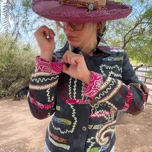 Vintage Parsley and Sage Quilt Trim Jacket